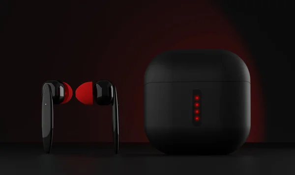 Drahtlose Technologie Bluetooth Ohrhörer Mit Tasche Illustration — Stockfoto