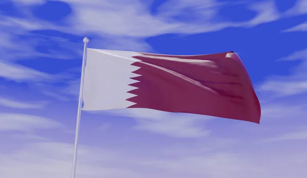 Qatar Middle Eastern Flag Daylight Beautiful Sky Illustration — Foto Stock