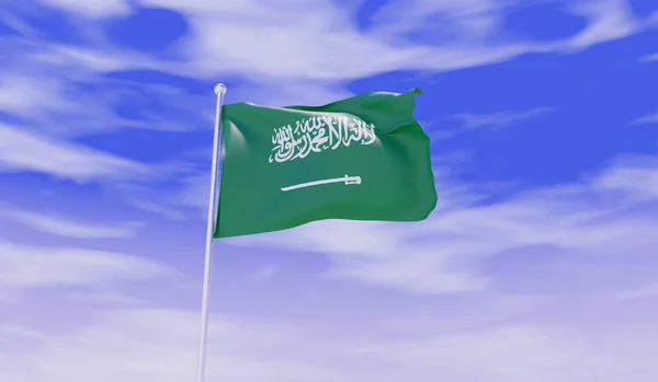Saudi Arabia Flag Daylight Beautiful Sky Illustration — Stock Photo, Image