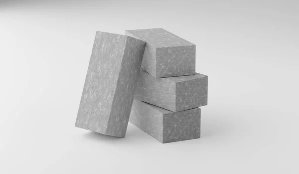 Construction Concrete Bricks White Background Illustration — Stock Photo, Image