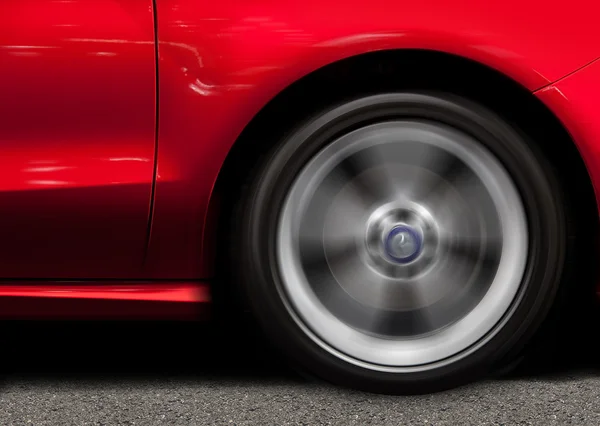 Rojo coche deportivo en movimiento — Foto de Stock