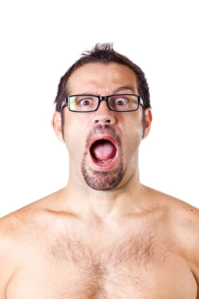 Γυμνό άνδρα με μια έκφραση έκπληξη — Φωτογραφία Αρχείου