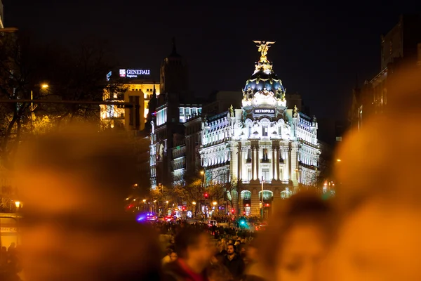 Světelnou show v náměstí cibeles madrid — Stock fotografie