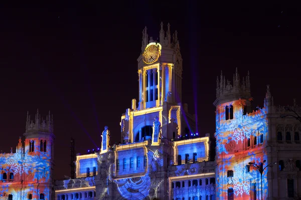 Show de luz na Praça Cibeles, Madrid — Fotografia de Stock