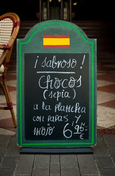 Chalkboard of a Traditional Spanish Restaurant — Stock Photo, Image