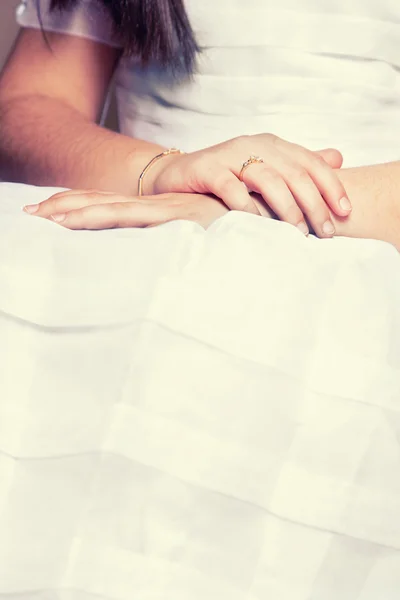 Hands of a little Girl in her First Communion Day — Stock Photo, Image