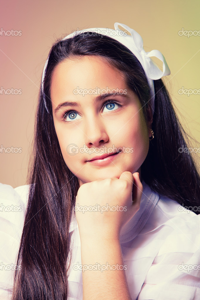 Communion Hairstyles For Short Hair Portrait Of A Little Girl In