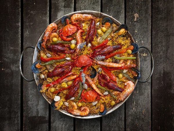 Spanish Traditional Seafood Paella — Stock Photo, Image