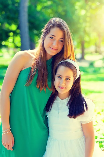 Two sister in the First Communion Day — Stock Photo, Image
