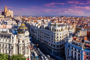 Sokak Gran Via, Madrid