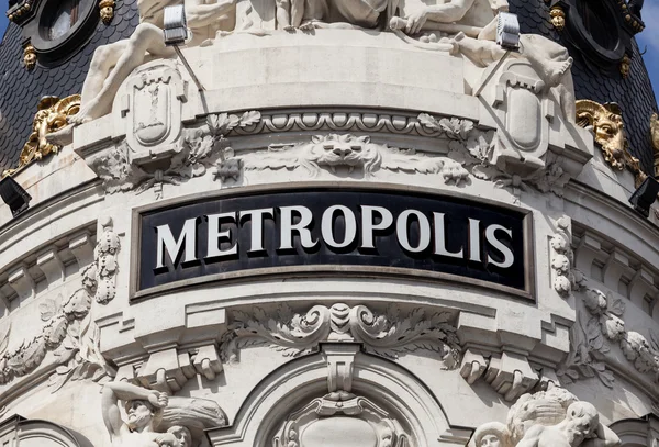 O antigo sinal de metrópole em Madrid — Fotografia de Stock