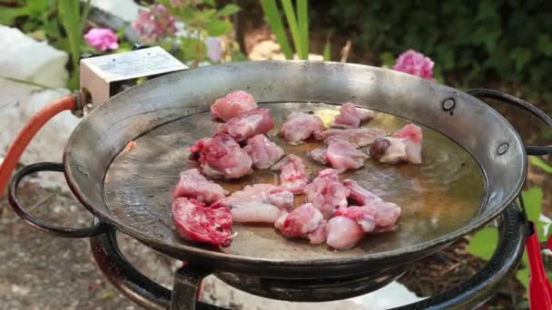 Spaanse traditionele vis paella — Stockvideo