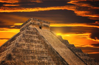 Kukulkan Pyramid in Chichen Itza Site clipart