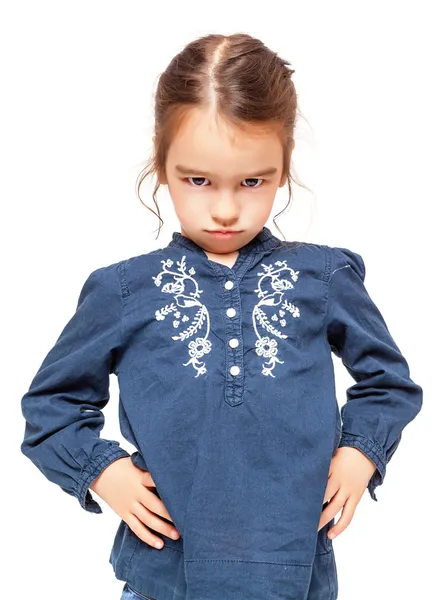 Angry Little Girl Isolated — Stock Photo, Image