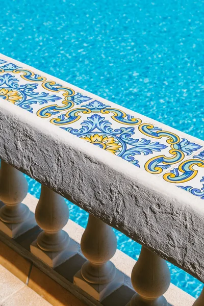 Mediterranean Balustrade in a Swimming Pool — Stock Photo, Image