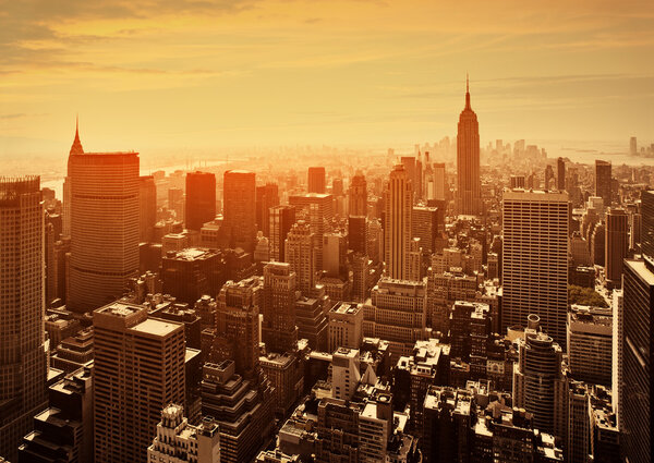 Sunset in Manhattan, New York, USA