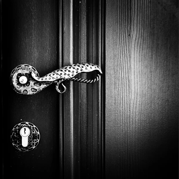 Door close-up with handle — Stock Photo, Image