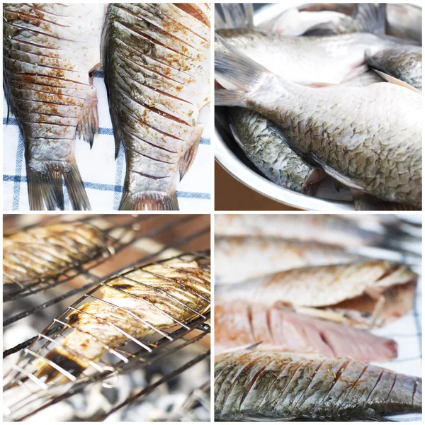 Kolekce ryby na grilu Stock Snímky