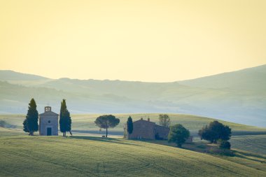 Cappella di vitaleta, val d'orcia, Toskana, İtalya