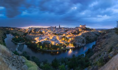 panoramik toledo sonra günbatımı, İspanya