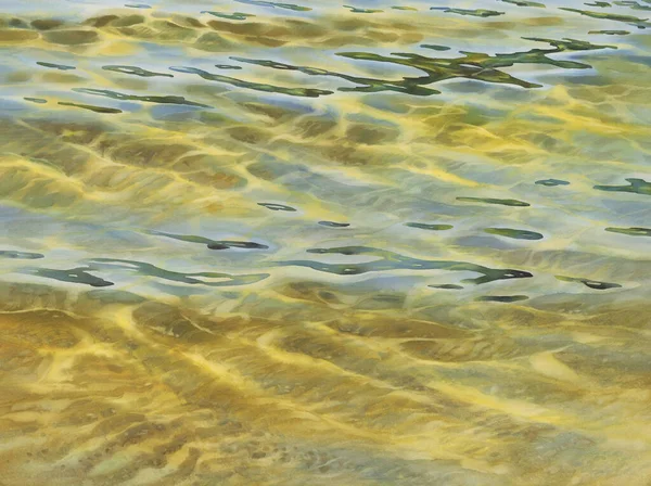Acqua soleggiata con onde trasparenti acquerello sfondo — Foto Stock