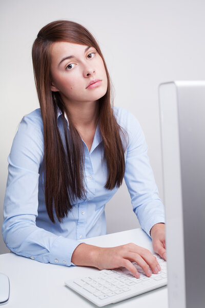 Beautiful woman working on a computer