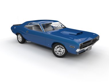 İzole edilmiş mavi araba.