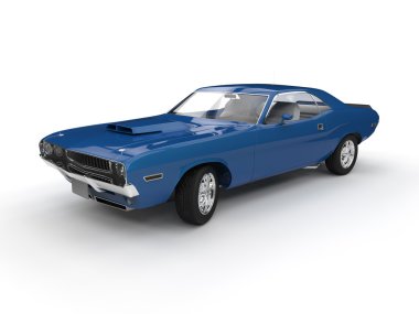 İzole edilmiş mavi araba.