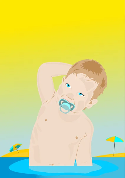 L'enfant sur la plage — Image vectorielle