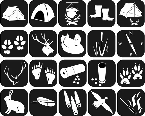 Icons for hunting — Stock Vector