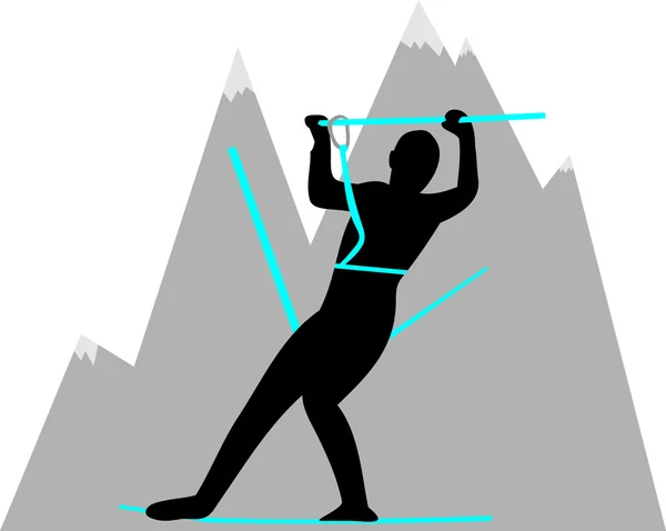 The climber rises by the mountain — Stock Vector
