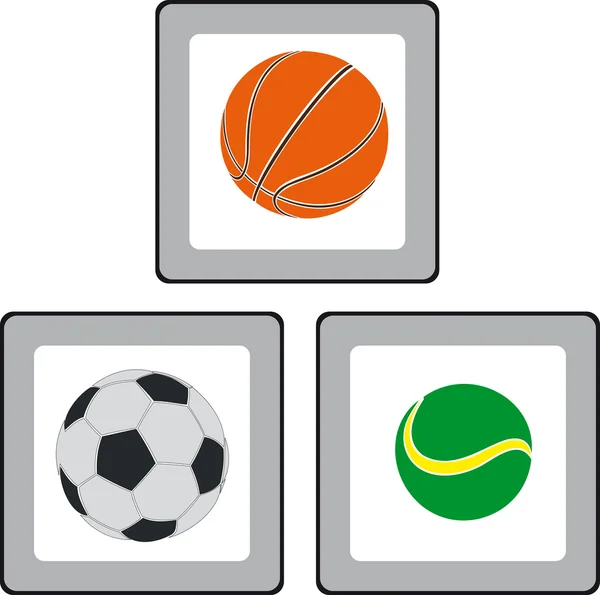 Przyciski z wizerunkiem piłki — Wektor stockowy