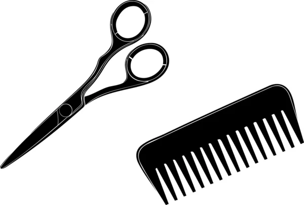 Makas ve saç fırçası — Stok Vektör