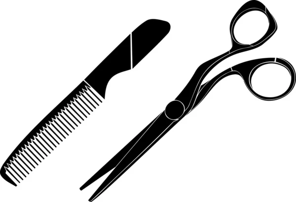 Scissors and hairbrush — Stock Vector