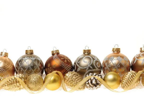 Gouden Kerst ornamenten grens — Stockfoto
