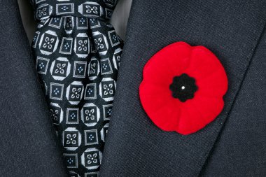 Remembrance Day poppy on suit clipart