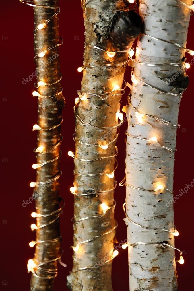Christmas lights on birch branches Stock Photo by ©elenathewise 16852693
