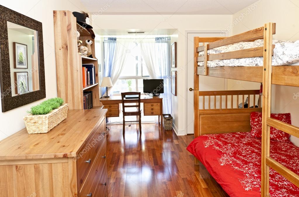 Bedroom interior with hardwood floor