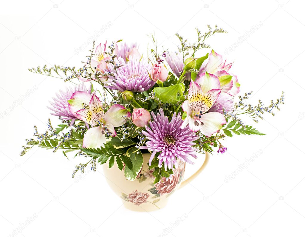 Flower arrangement on white