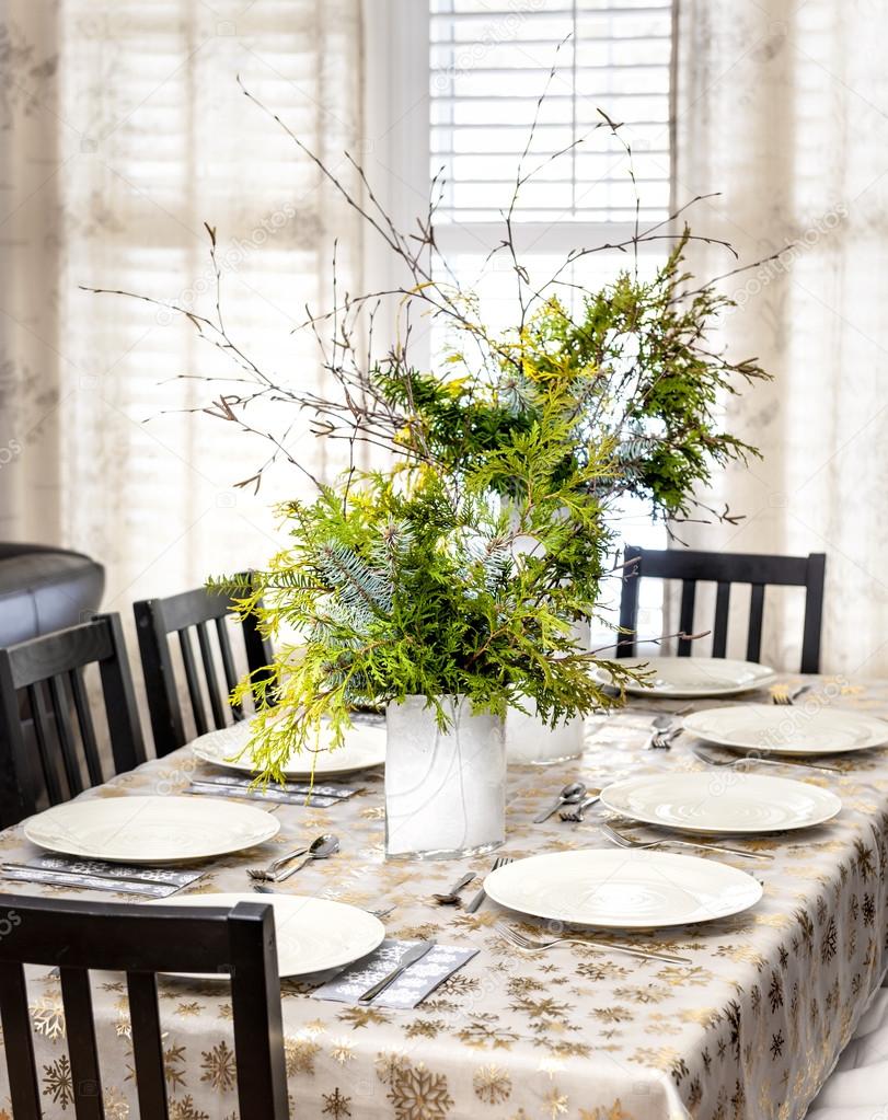 Decorated Christmas dining table