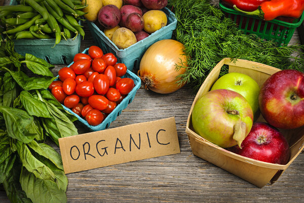 Organic market fruits and vegetables