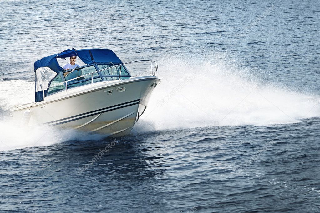 Man boating on lake