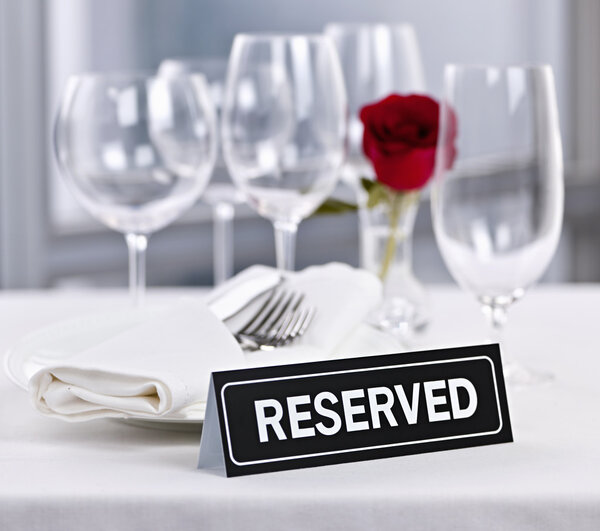 Reserved table at romantic restaurant