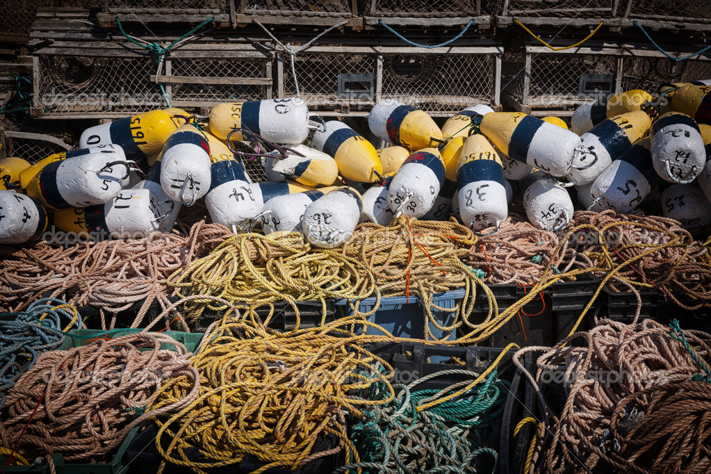Lobster traps, floats and rope — Stock Photo © elenathewise #43815567