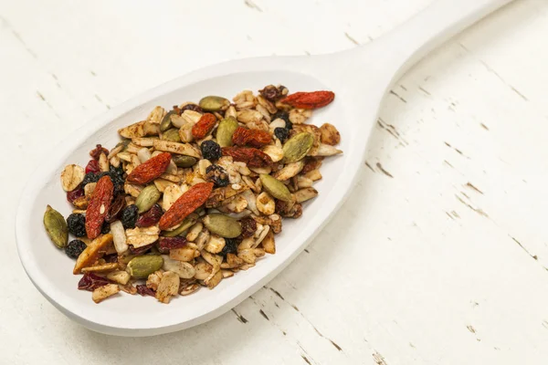 Hemgjord granola i sked — Stockfoto