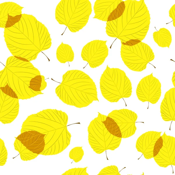 Seamless pattern of autumn leaves on the white background — Stock Vector