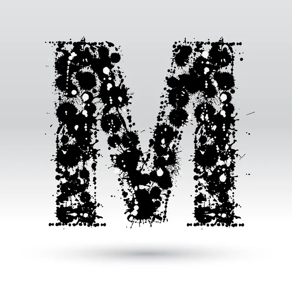 Lettera M formata da macchie d'inchiostro — Vettoriale Stock
