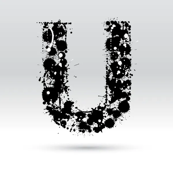 Lettre U formée par des taches d'encre — Image vectorielle