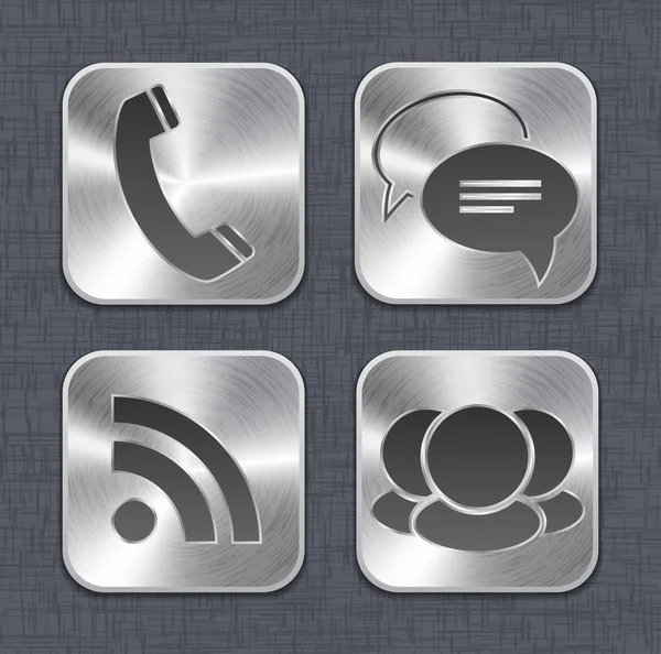 Vorlage: App-Symbole aus gebürstetem Metall — Stockvektor