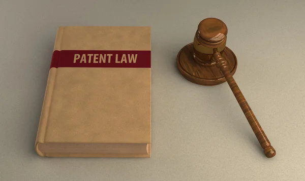 Gavel e il diritto dei brevetti libro — Foto Stock